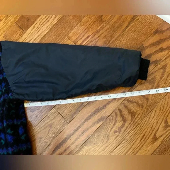 VTG LL Bean Warm Up Jacket Mens Teal Full Zip Fleece Lined Aztec Reversible Sz M - Picture 13 of 13